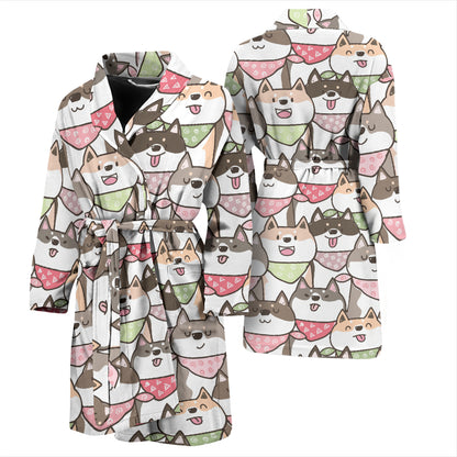 Shiba Inu Print Design LKS305 Men Bathrobe