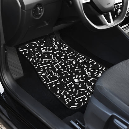 Music Note Black white Themed Print Car Floor Mats Front Back