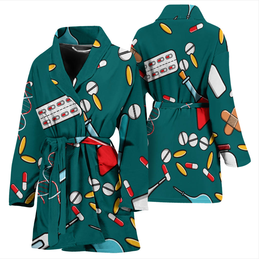 Nurse Pattern Print Design A05 Women Bathrobe