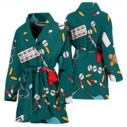 Nurse Pattern Print Design A05 Women Bathrobe