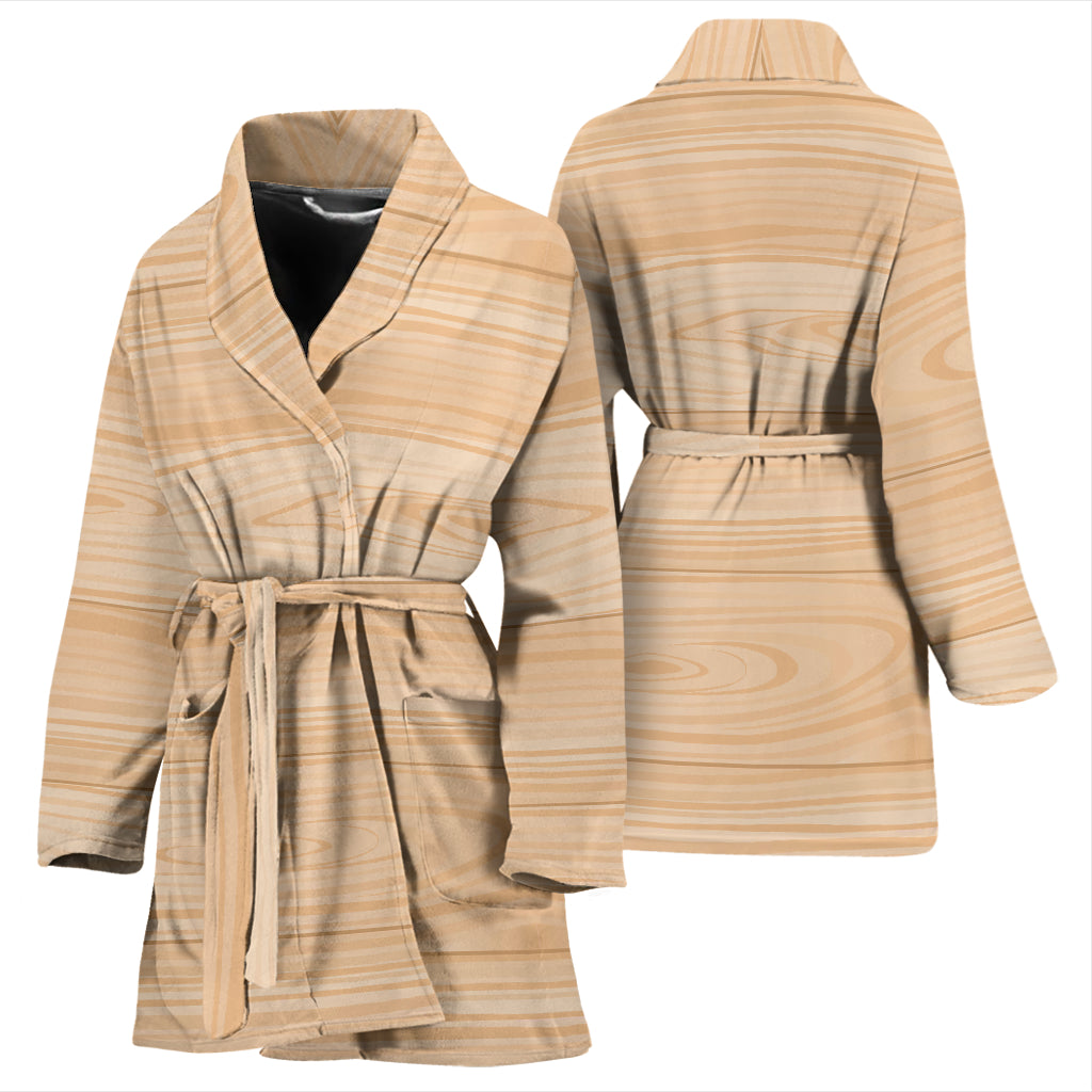 Wood Texture Print Design LKS302 Women Bathrobe