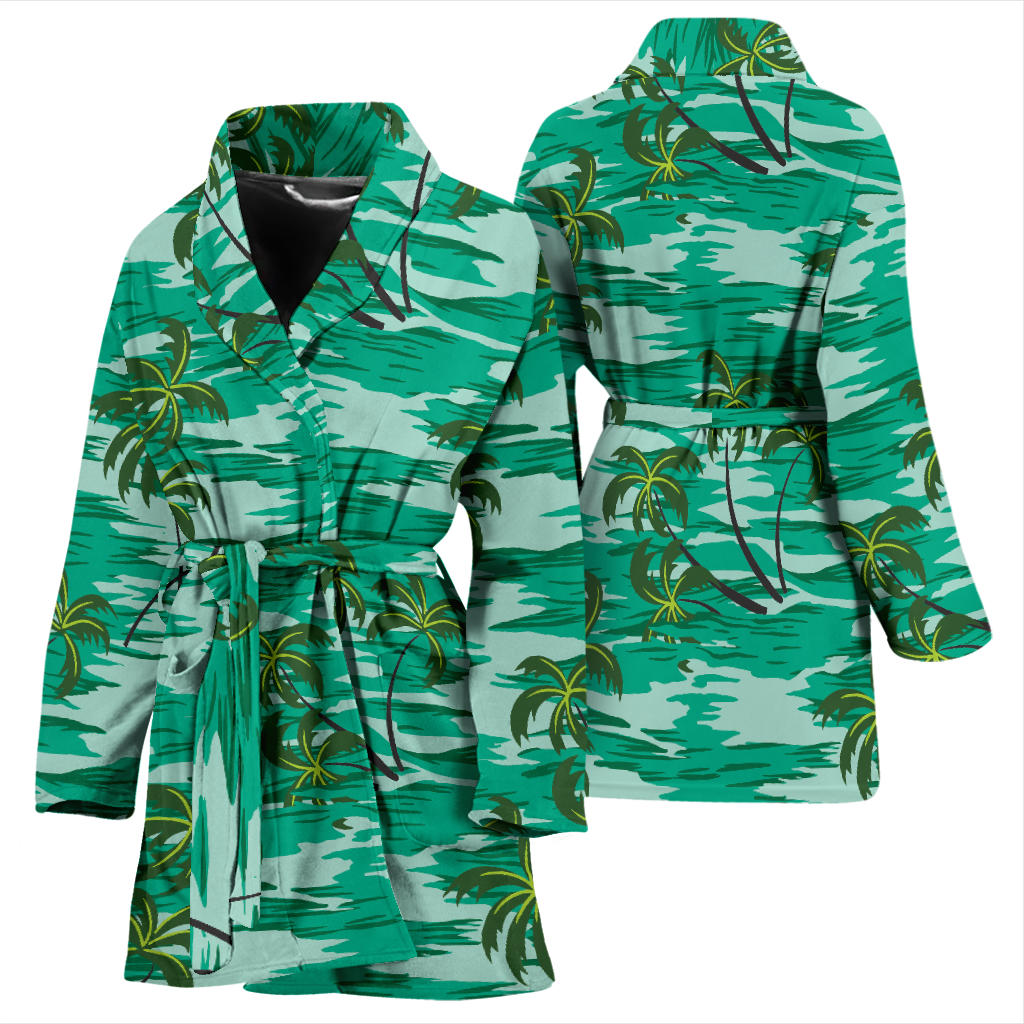 Palm Tree Pattern Print Design A01 Women Bathrobe