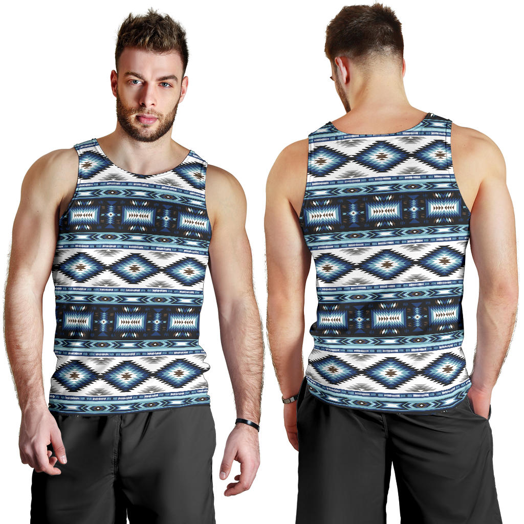 Navajo Dark Blue Print Pattern Men Tank Top