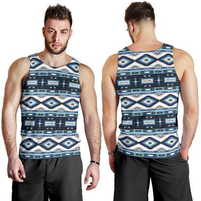 Navajo Dark Blue Print Pattern Men Tank Top