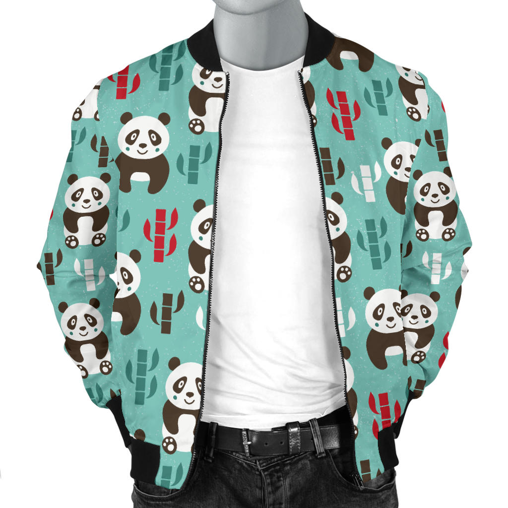 Panda Bear Cute Themed Print Men Bomber Jacket