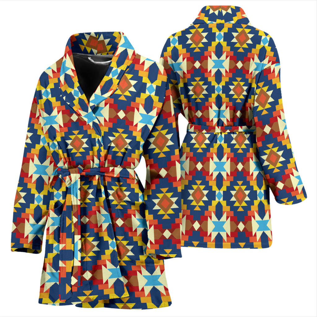 Aztec Pattern Print Design 01 Women Bathrobe