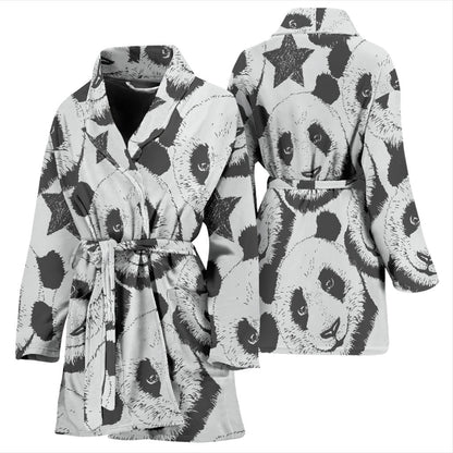 Panda Pattern Print Design A02 Women Bathrobe