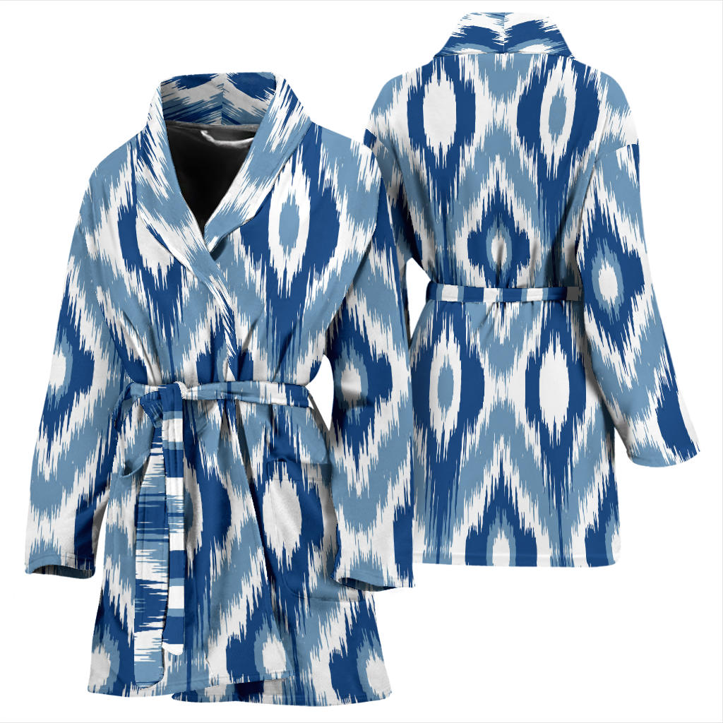 Ikat Pattern Print Design 03 Women Bathrobe
