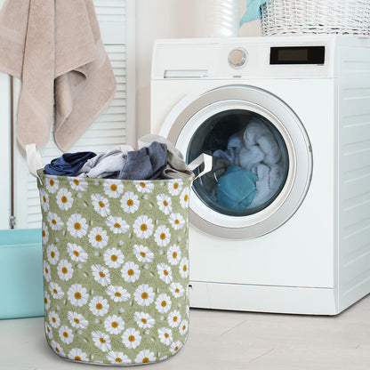 Daisy Yellow Print Pattern Laundry Basket