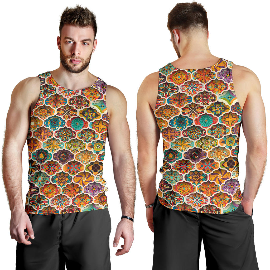 Mandala Mosaic Themed Design Print Men Tank Top