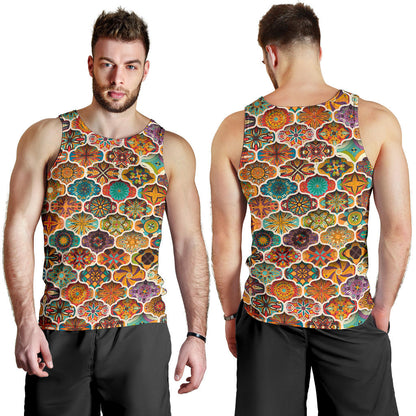 Mandala Mosaic Themed Design Print Men Tank Top