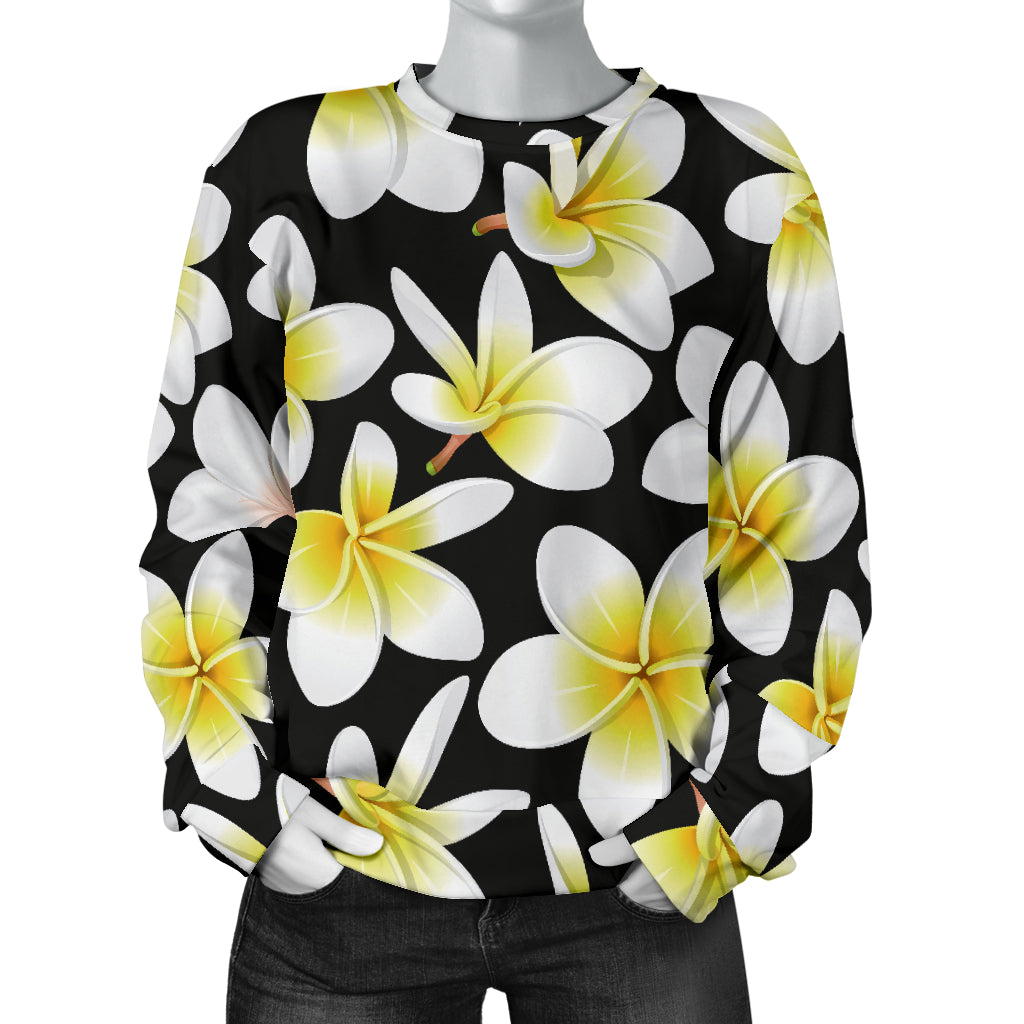 Yellow Plumeria Hawaiian Flowers Women Long Sleeve Sweatshirt