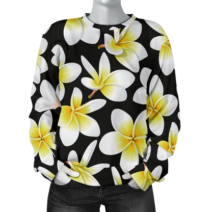 Yellow Plumeria Hawaiian Flowers Women Long Sleeve Sweatshirt