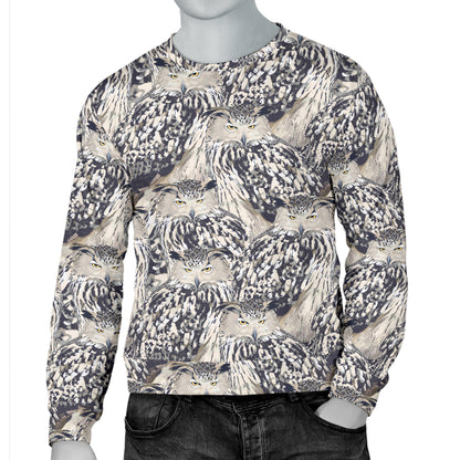 Owl Realistic Themed Design Print Men Long Sleeve Sweatshirt