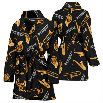 Jazz Pattern Print Design 01 Women Bathrobe