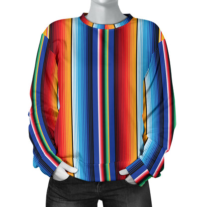 Mexican Blanket Stripe Print Pattern Women Long Sleeve Sweatshirt
