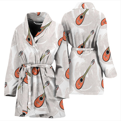 Mandolin Pattern Print Design 03 Women Bathrobe