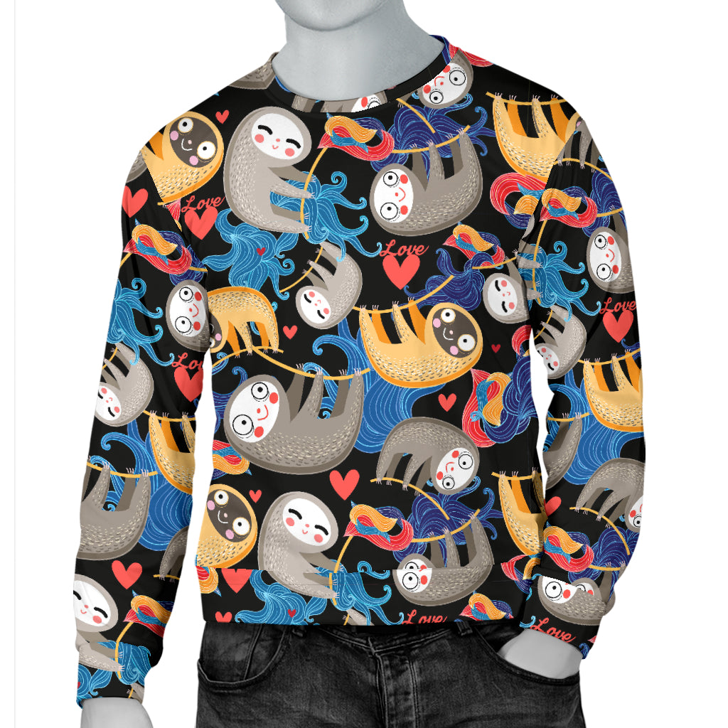 Sloth Cartoon Design Themed Print Men Long Sleeve Sweatshirt