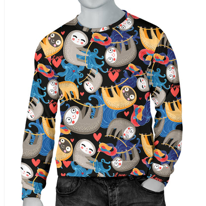 Sloth Cartoon Design Themed Print Men Long Sleeve Sweatshirt