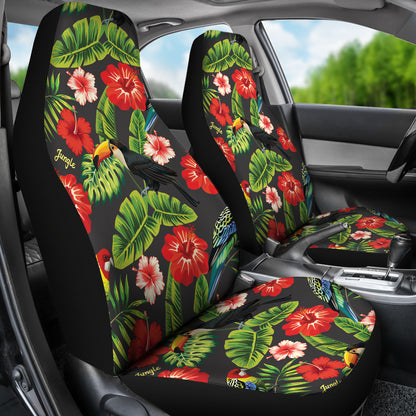 Hibiscus Red With Parrotprint Design LKS303 Car Seat Covers