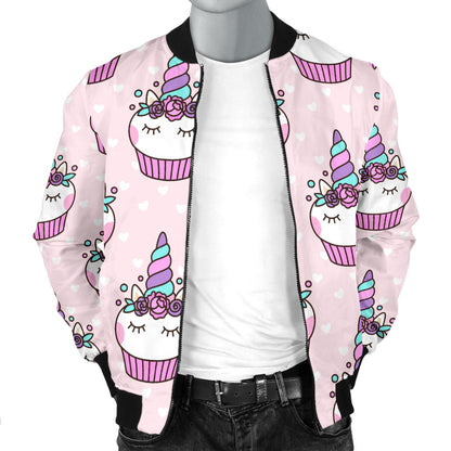 Cupcakes Unicorn Print Pattern Men Bomber Jacket