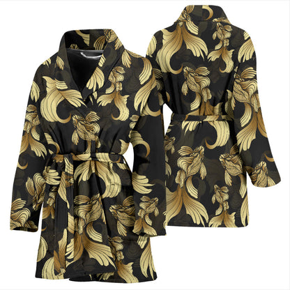 Goldfish Pattern Print Design 02 Women Bathrobe