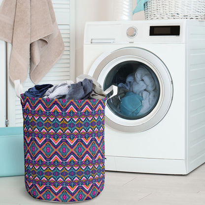 Indian Navajo Pink Themed Design Print Laundry Basket