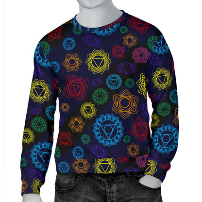 Chakra Colorful Print Pattern Men Long Sleeve Sweatshirt