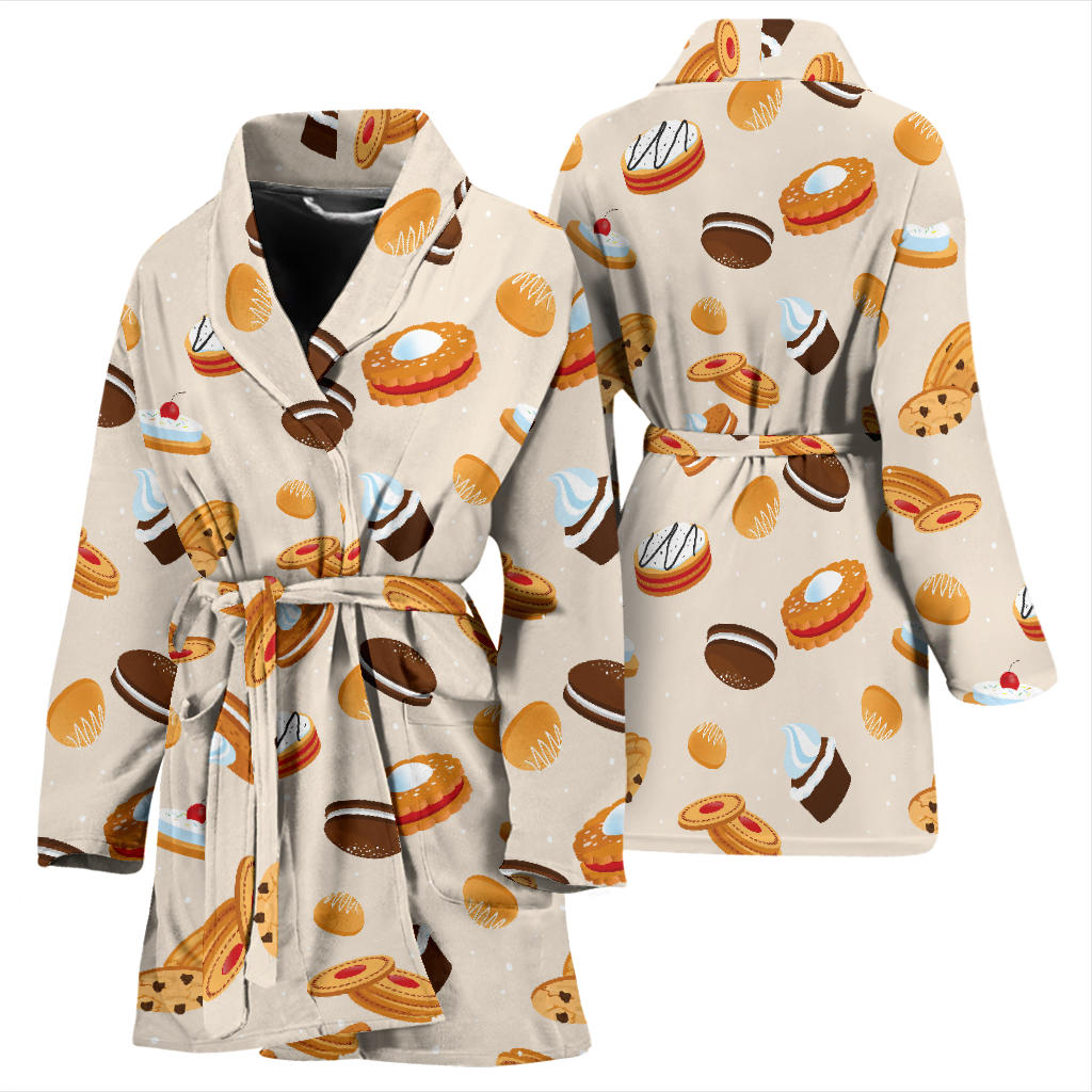 Biscuit Pattern Print Design 01 Women Bathrobe