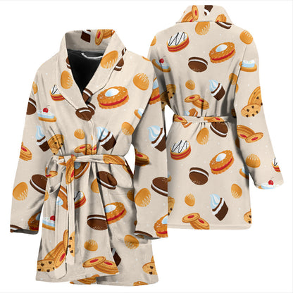 Biscuit Pattern Print Design 01 Women Bathrobe