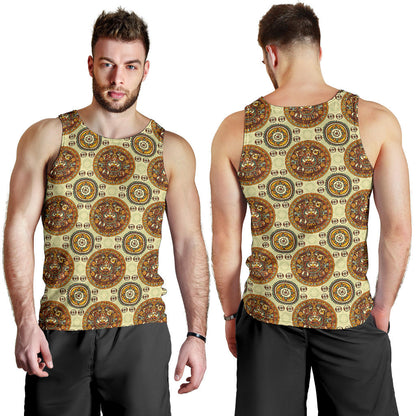 Calendar Aztec Themed Print Pattern Men Tank Top