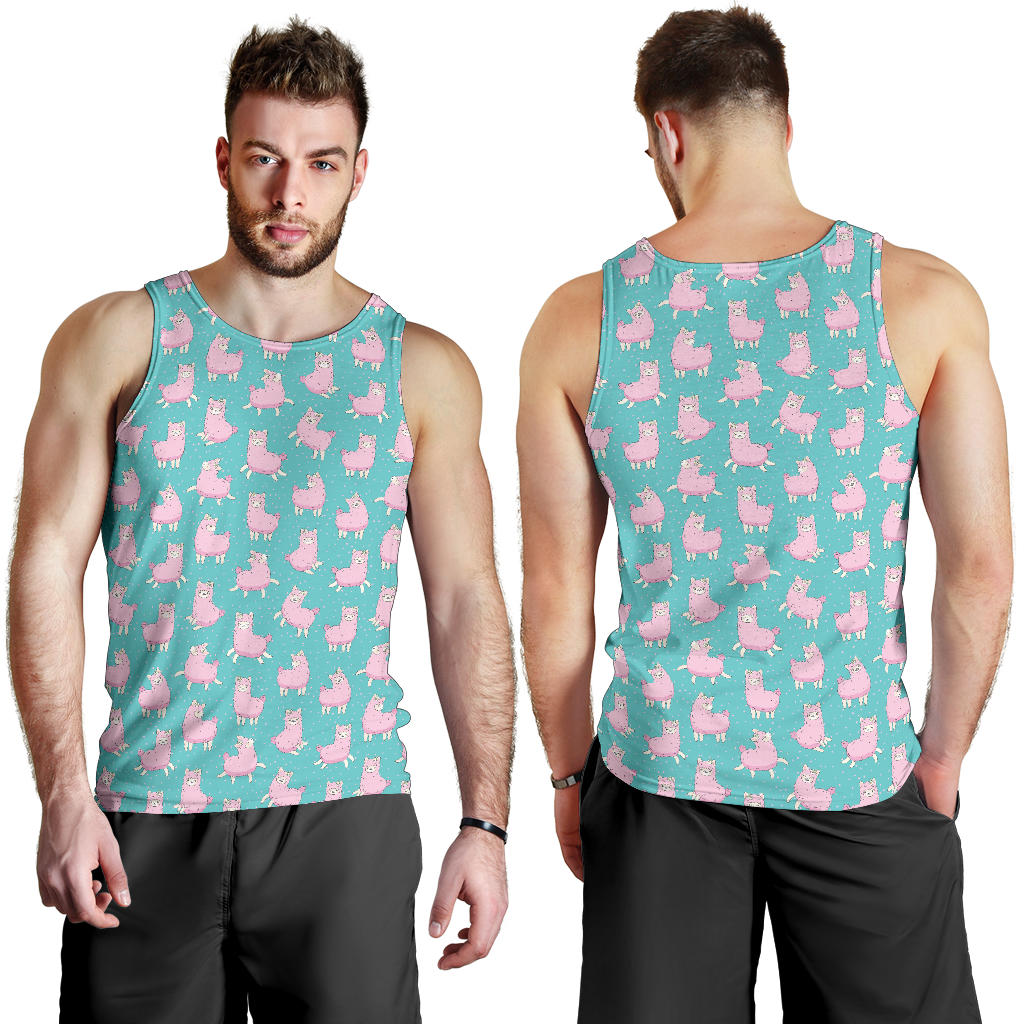 Alpaca Cartoon Design Themed Print Men Tank Top