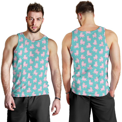 Alpaca Cartoon Design Themed Print Men Tank Top