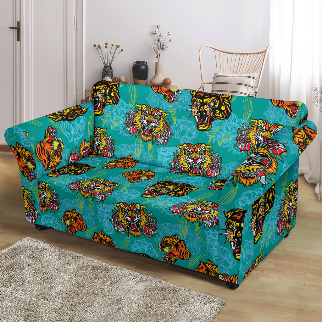 Tattoo Tiger Head Print Design LKS304 Loveseat Couch Slipcover