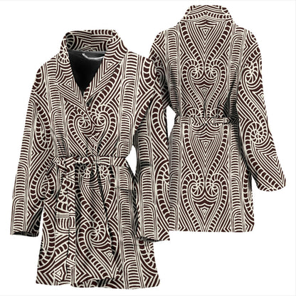 Maori Pattern Print Design 04 Women Bathrobe