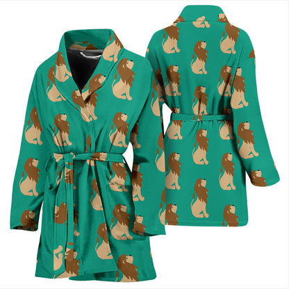 Lion Pattern Print Design 02 Women Bathrobe