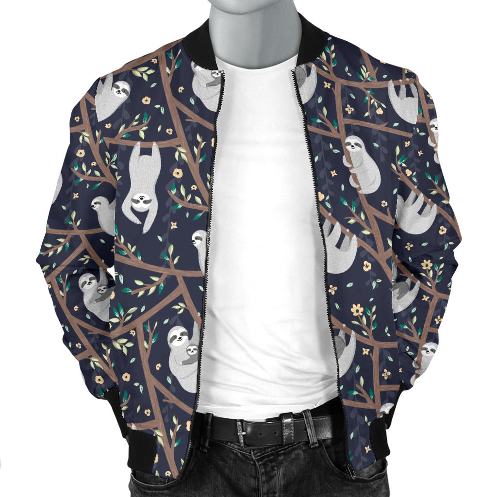 Sloth Happy Design Themed Print Men Bomber Jacket