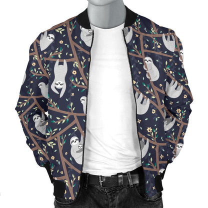 Sloth Happy Design Themed Print Men Bomber Jacket
