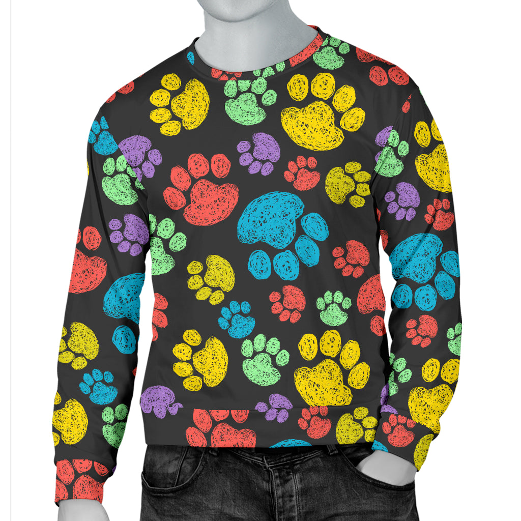 Paw Colorful Print Men Long Sleeve Sweatshirt