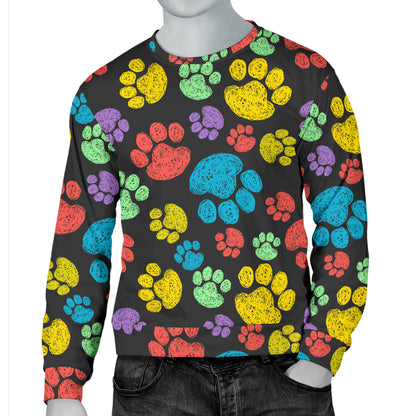Paw Colorful Print Men Long Sleeve Sweatshirt