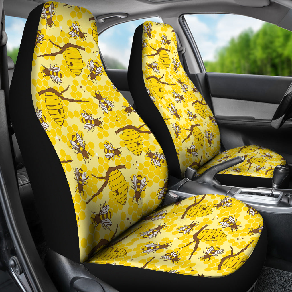 Bee With Honeycomb Print Design LKS302 Car Seat Covers