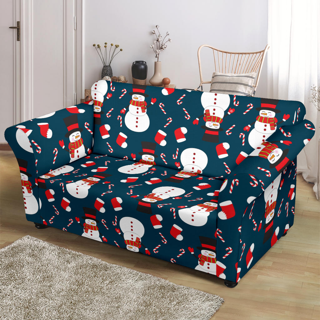 Snowman Print Design LKS301 Loveseat Couch Slipcover