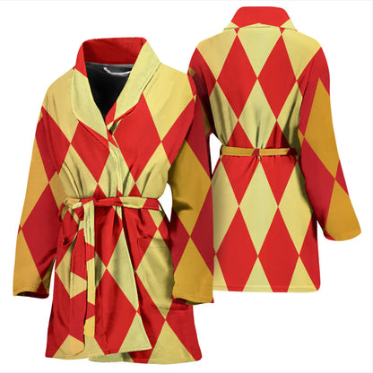 Harlequin Pattern Print Design 03 Women Bathrobe