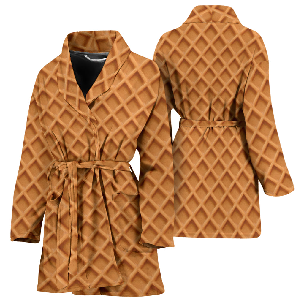 Waffle Texture Print Design LKS301 Women Bathrobe