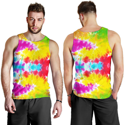 Tie Dye Rainbow Themed Print Men Tank Top
