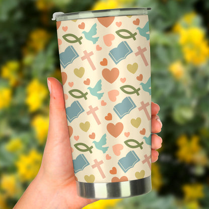 Christian Symbol Pattern Tumbler