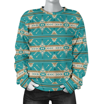 Southwest Native Design Themed Print Women Long Sleeve Sweatshirt