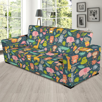 Safari Animal Cartoon Print Design LKS305 Sofa Slipcover