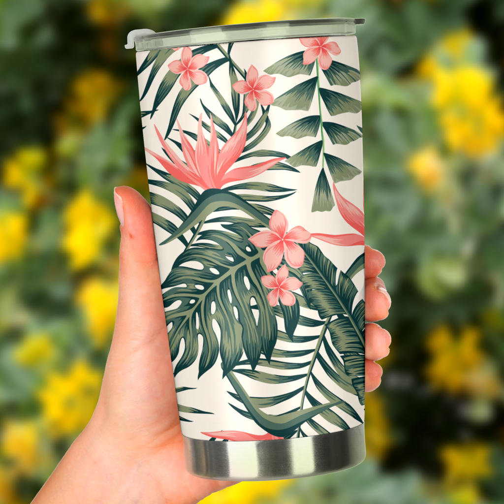 Tropical Flower Palm Leaves Tumbler