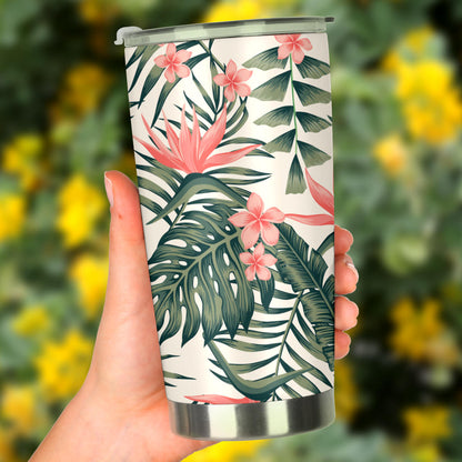 Tropical Flower Palm Leaves Tumbler